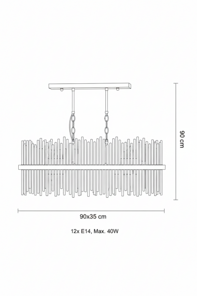 Besa 10 mm Çubuk Camlı Elips Sarkıt – Lüks Tasarım Kristal Etkili Şık ve Modern Avize