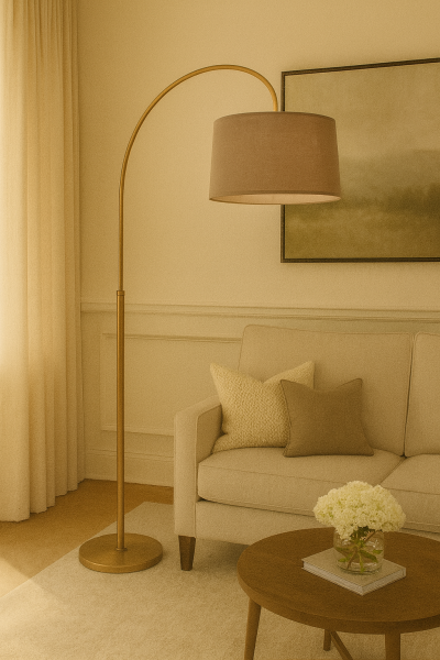 Besa Olta Modern Tasarım Lambader – Kavisli Formlu Şık ve Fonksiyonel Salon Köşe Aydınlatması