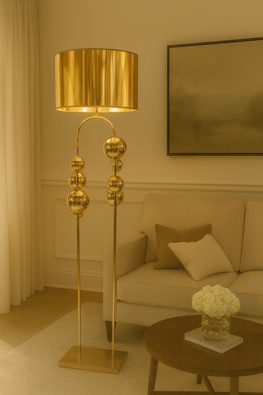 Besa Top Modern Tasarım Lambader – Küre Detaylı Şık ve Dinamik Salon Köşe Aydınlatması