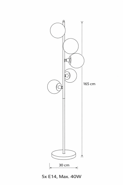 Besa Helezon Glob Camlı Modern Lambader – Spiral Gövdeli Şık ve Estetik Salon Köşe Aydınlatması