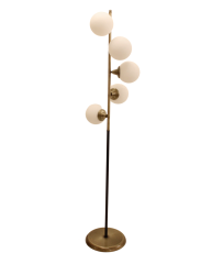 Besa Helezon Glob Camlı Modern Lambader – Spiral Gövdeli Şık ve Estetik Salon Köşe Aydınlatması