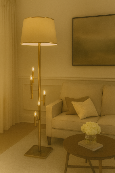 Besa Yüzüklü Modern Tasarım Lambader – Halka Detaylı Şık ve Minimalist Salon Köşe Aydınlatması