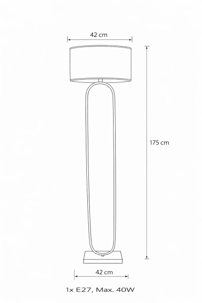 Besa Elips Modern Siyah Lambader – Geometrik Tasarım Şık ve Minimalist Salon Köşe Aydınlatması