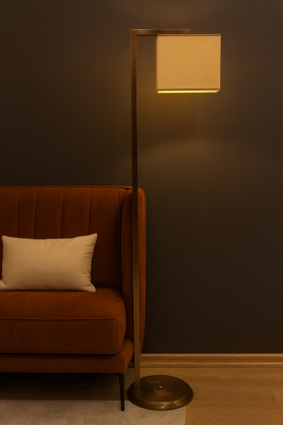 Besa Profilli Modern Tasarım Lambader – Geometrik Hatlı Şık ve Güçlü Salon Köşe Aydınlatması