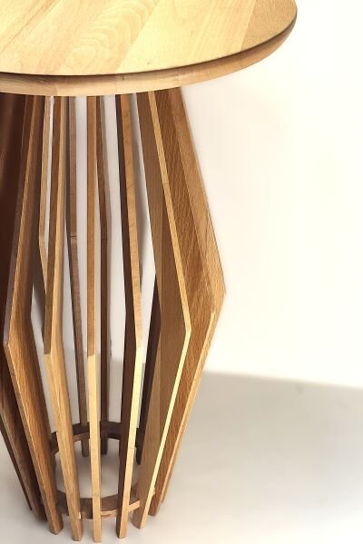 Modern Yuvarlak Ahşap Yan Sehpa 40 cm – Dekoratif Tasarım Sehpa 50 cm