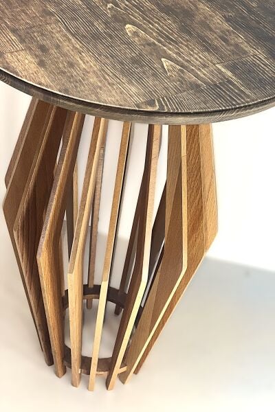 Yuvarlak Ahşap Yan Sehpa 44 cm – Modern Tasarım Dekoratif Sehpa 50 cm