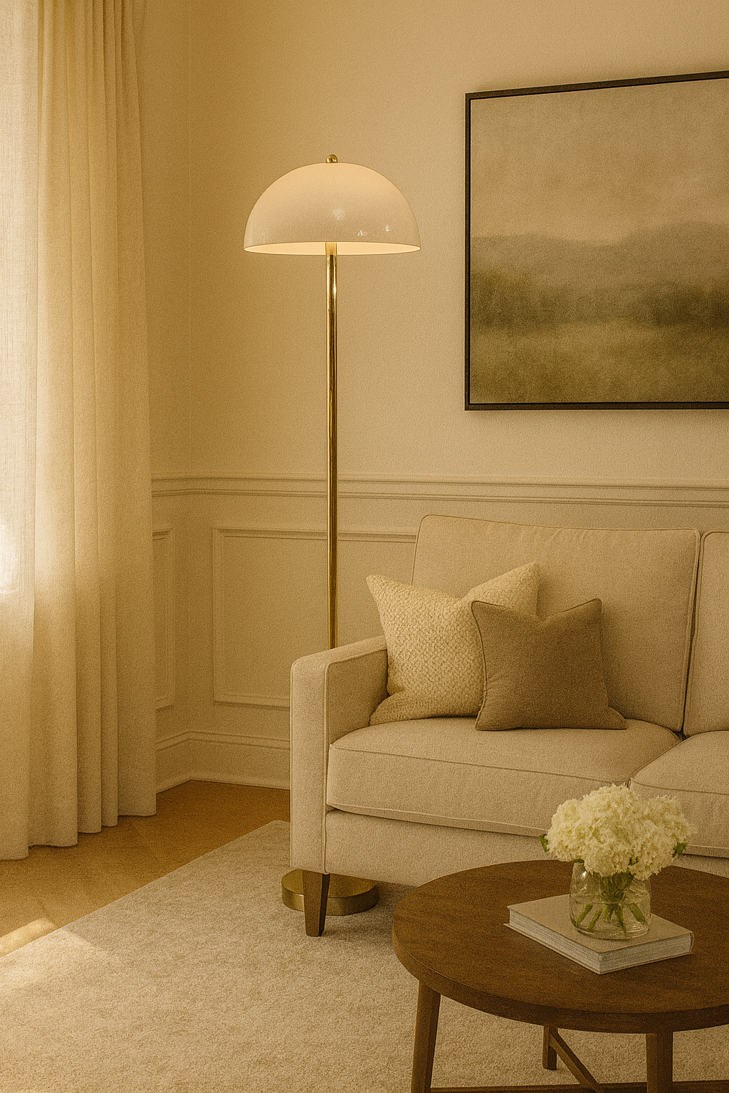 Besa Mantar-1 Modern Tasarım Lambader – İnce Hatlı Şık Kubbe Başlıklı İkonik Köşe Aydınlatması