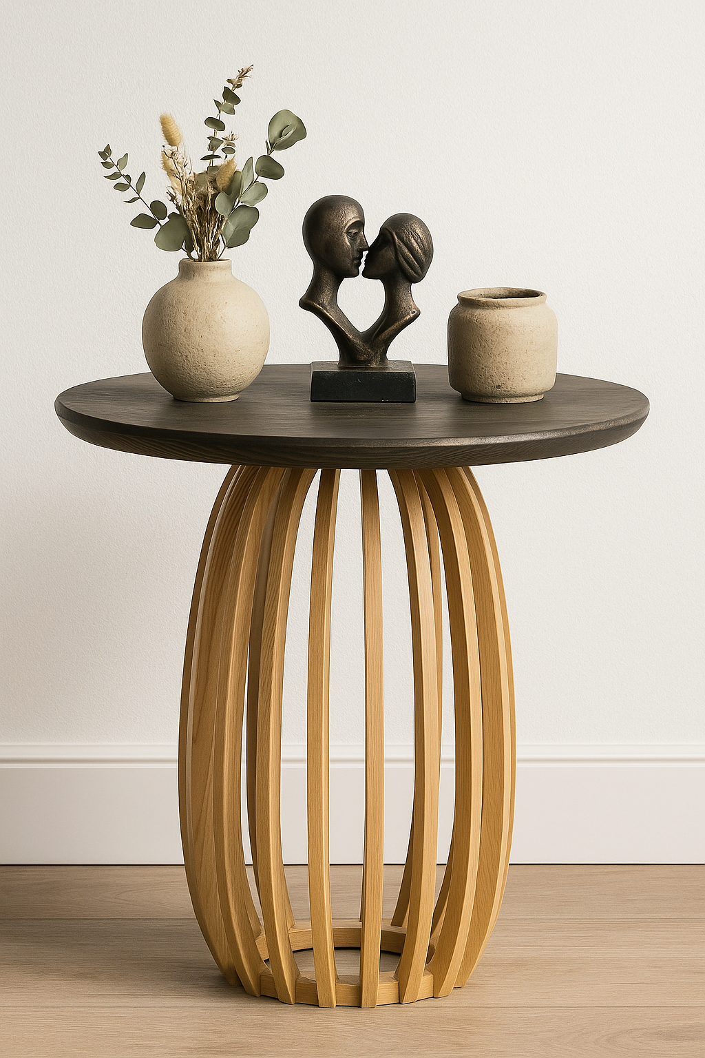 Yuvarlak Ahşap Yan Sehpa 44 cm – Modern Dekoratif Tasarım Sehpa 45 cm