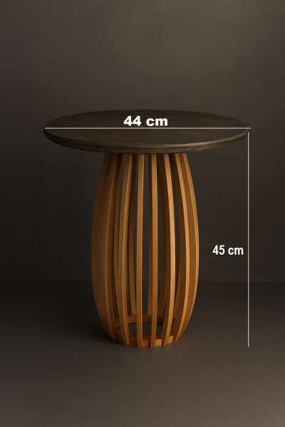 Yuvarlak Ahşap Yan Sehpa 44 cm – Modern Dekoratif Tasarım Sehpa 45 cm
