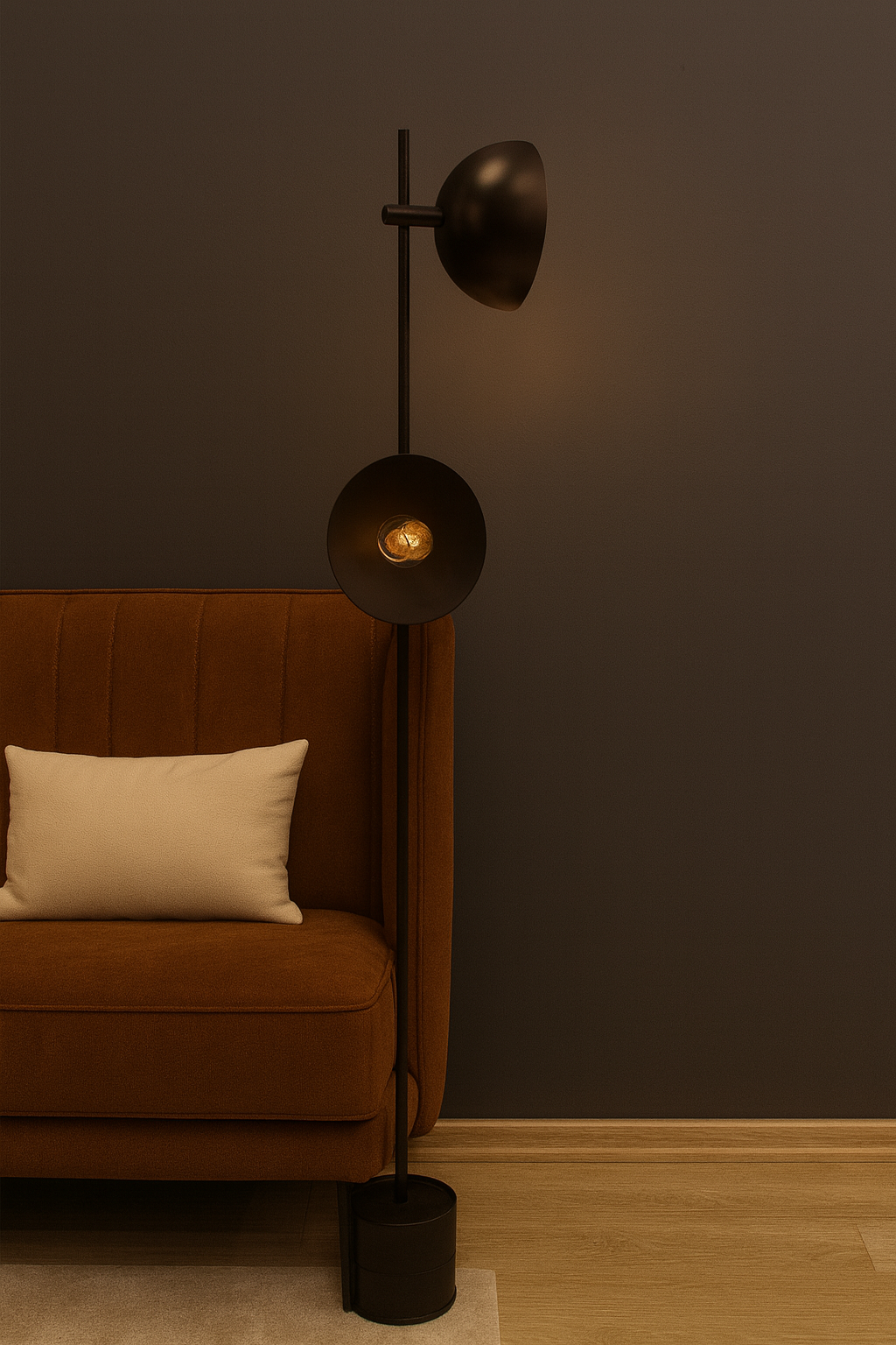 Besa İkili Sıvama Modern Lambader – Çift Başlıklı Şık ve Fonksiyonel Salon Köşe Aydınlatması