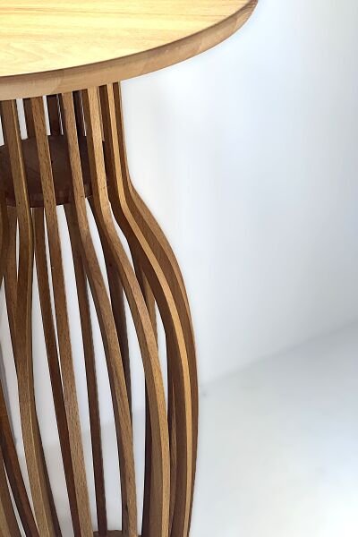 Yuvarlak Ahşap Yan Sehpa 40 cm – Modern Dekoratif Tasarım Sehpa 55 cm