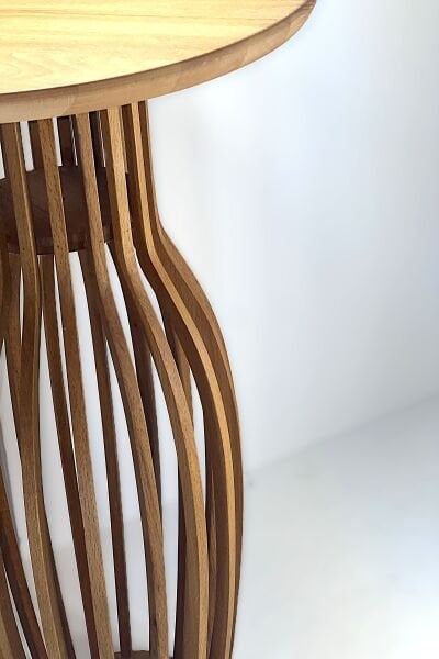 Yuvarlak Ahşap Yan Sehpa 40 cm – Modern Dekoratif Tasarım Sehpa 55 cm