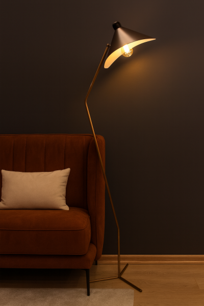 Besa Yarasa Modern Tasarım Lambader – Asimetrik Kanat Formlu Şık Salon Köşe Aydınlatması