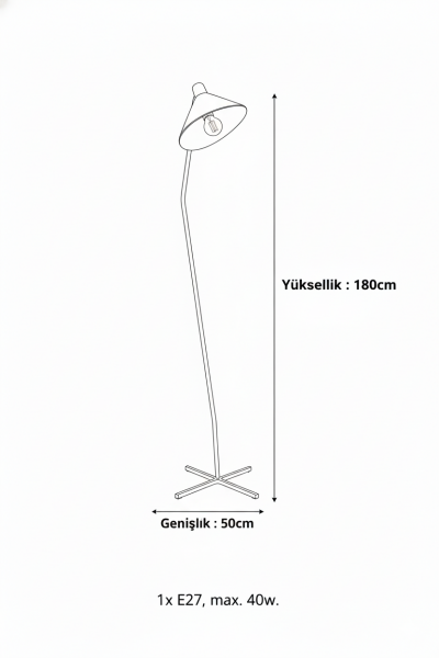 Besa Yarasa Modern Tasarım Lambader – Asimetrik Kanat Formlu Şık Salon Köşe Aydınlatması