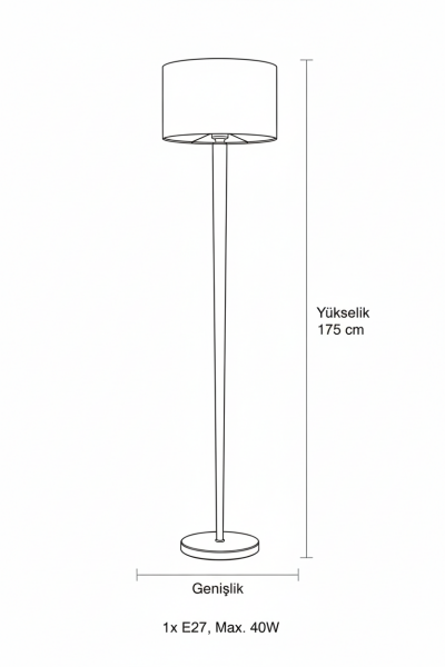 Besa Konik Modern Tasarım Lambader – Geometrik Başlıklı Şık Salon ve Okuma Köşesi Aydınlatması