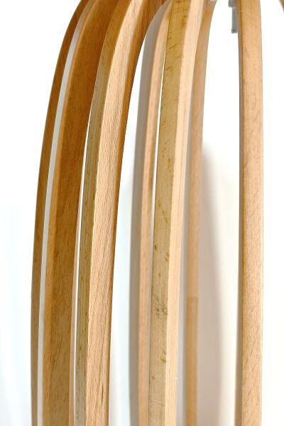 Yuvarlak Ahşap Yan Sehpa 41 cm – Modern Dikey Çıtalı Tasarım Sehpa 45 cm