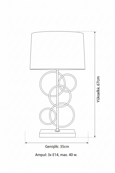 Besa Çember Modern Masa Lambası – Minimalist Halka Tasarım Şık ve Dekoratif Komodin Lambası