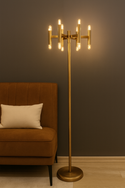Borulu Modern Tasarım Lambader – Minimalist Endüstriyel Şık Salon Köşe Aydınlatması