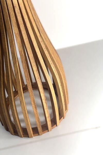 Yuvarlak Ahşap Yan Sehpa 41 cm – Bombeli Gövdeli Modern Dekoratif Sehpa 45 cm