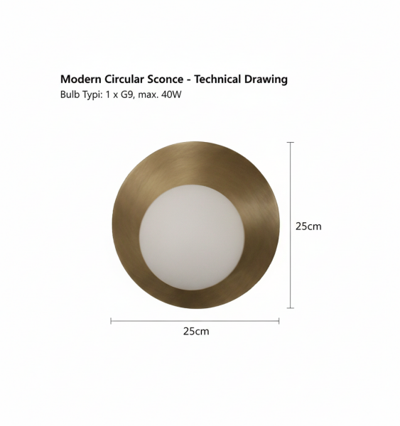 Besa Tabak Modern Tasarım Duvar Apliği – Minimalist Metal Disk Formlu Şık Ambiyans Aydınlatma