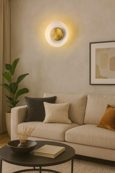 Besa Tabak Modern Duvar Apliği – Dairesel Disk Tasarım Şık ve Minimalist Dekoratif Aydınlatma