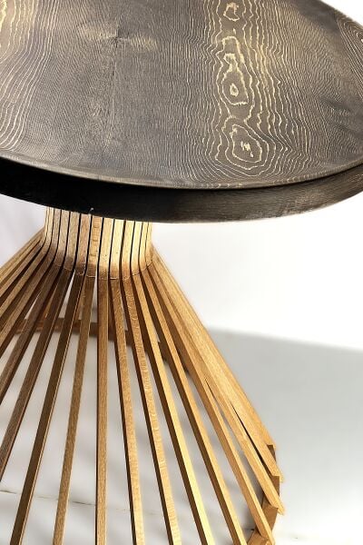 60 cm Yuvarlak Ahşap Sehpa | Modern Bombeli Ayaklı Tasarım Sehpa 48 cm