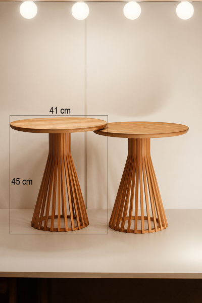 Yan Sehpa – 41 cm çap / 45 cm yükseklik Minimal tasarımıyla tekli veya ikili set kullanımına uygundur.