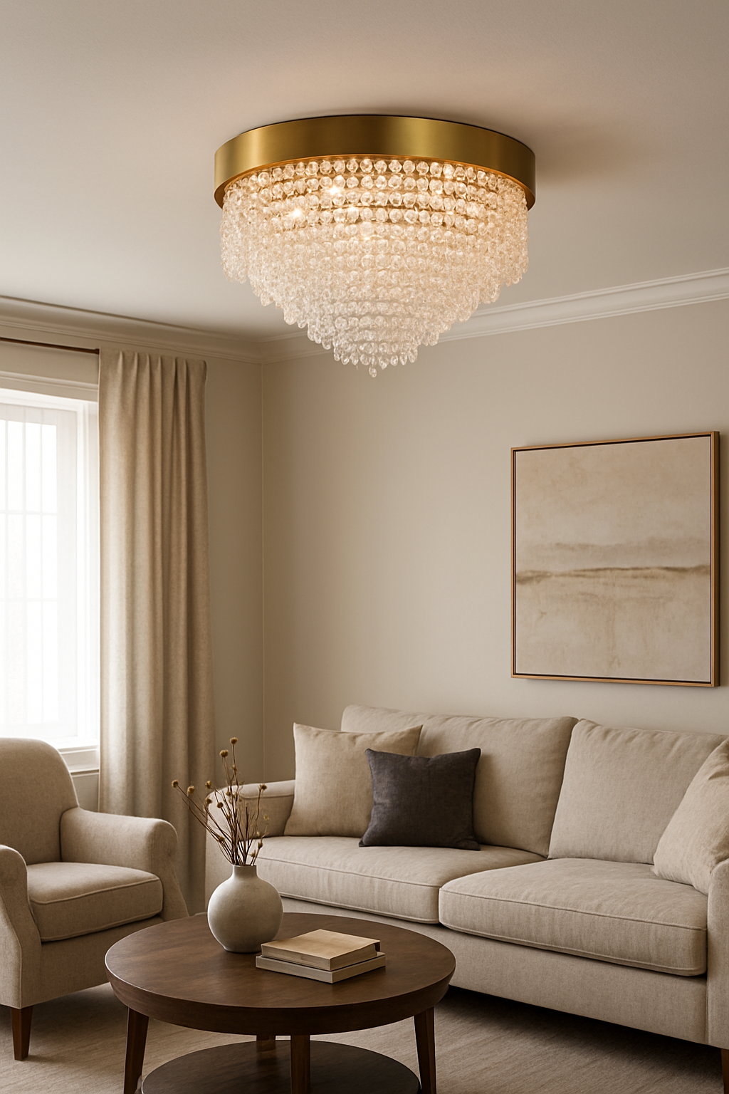Kristal Prizma Camlı Sarkıt Avize 50 cm – Salon