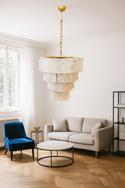 Besa Plaket Mermer Modern Sarkıt Avize – Doğal Taş Detaylı Minimalist ve Şık Aydınlatma