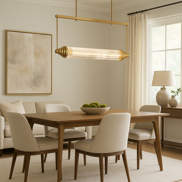 Çubuk Cam Yemek Masası Sarkıt