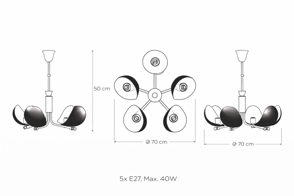 Besa Ahtapot Kol Modern Sarkıt Avize – Kavisli Tasarım Çok Kollu Şık Salon Aydınlatması