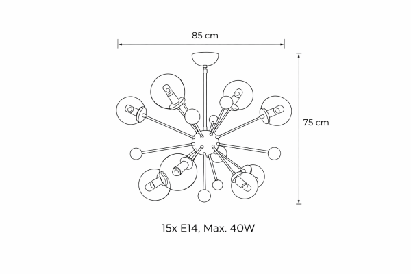 Besa 15'li Toplu Modern Sarkıt Avize – Moleküler Tasarım Çok Kollu Şık Salon Aydınlatması