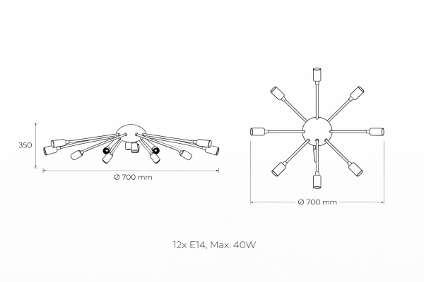 Besa Yarım Küre Kirpi Modern Plafonyer – İkonik Tasarım Çok Kollu Tavan Aydınlatması