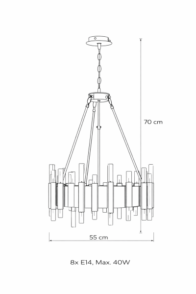 Besa 20mm Çubuk Cam Modern Yuvarlak Avize – Lüks ve Mimari Tasarım Salon Aydınlatması
