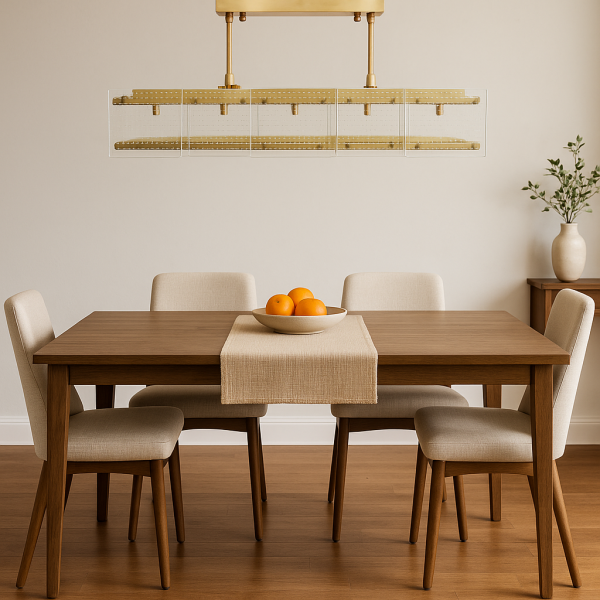 Besa Benekli Cam Dikdörtgen Sarkıt Avize – Modern ve Sanatsal Tasarım Yemek Masası Aydınlatması