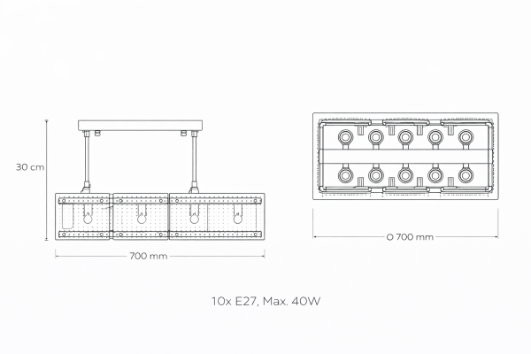 Besa Benekli Cam Dikdörtgen Sarkıt Avize – Modern ve Sanatsal Tasarım Yemek Masası Aydınlatması