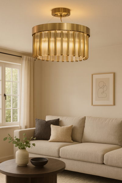 Besa Sholt Kristalli Modern Sarkıt Avize – Lüks Kristal Prizmalı Şık Salon Aydınlatması