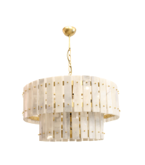 Besa 60’lık Mermerli Yuvarlak Modern Sarkıt Avize – Lüks Mermer Detaylı Dairesel Salon Aydınlatması