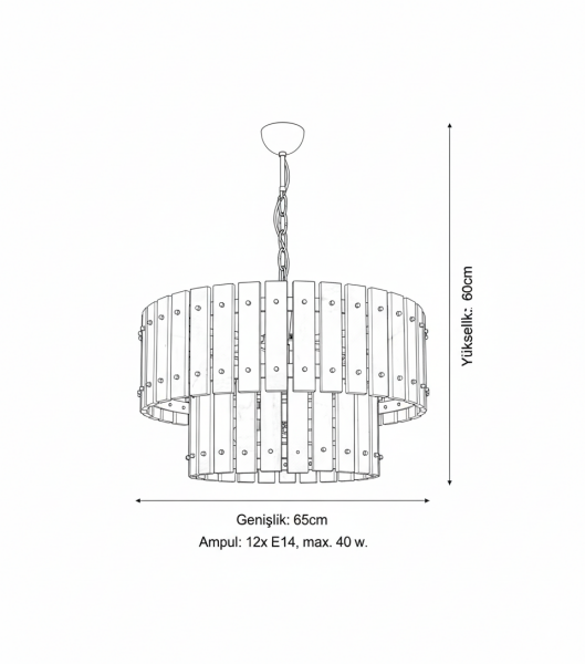 Mermerli Yuvarlak Sarkıt Avize 60 cm – Salon
