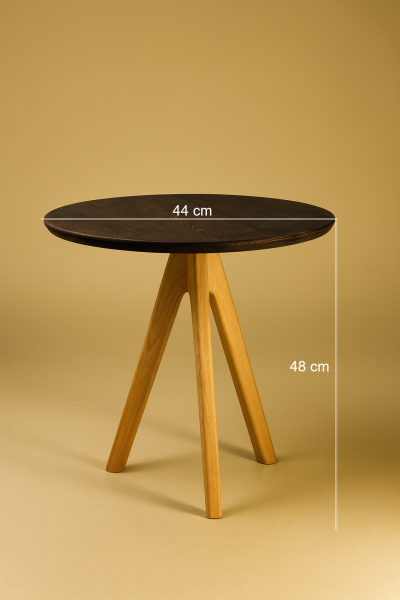 Masif Ahşap Yuvarlak Yan Sehpa 44 cm | Modern Üç Ayaklı Doğal Ahşap Sehpa 48 cm