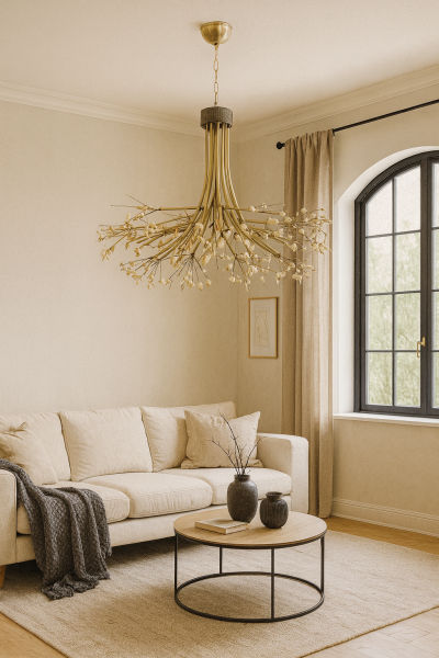 Ağaç Dalı Modern Tasarım Sarkıt Avize – Gold Detaylı Organik Form Aydınlatma