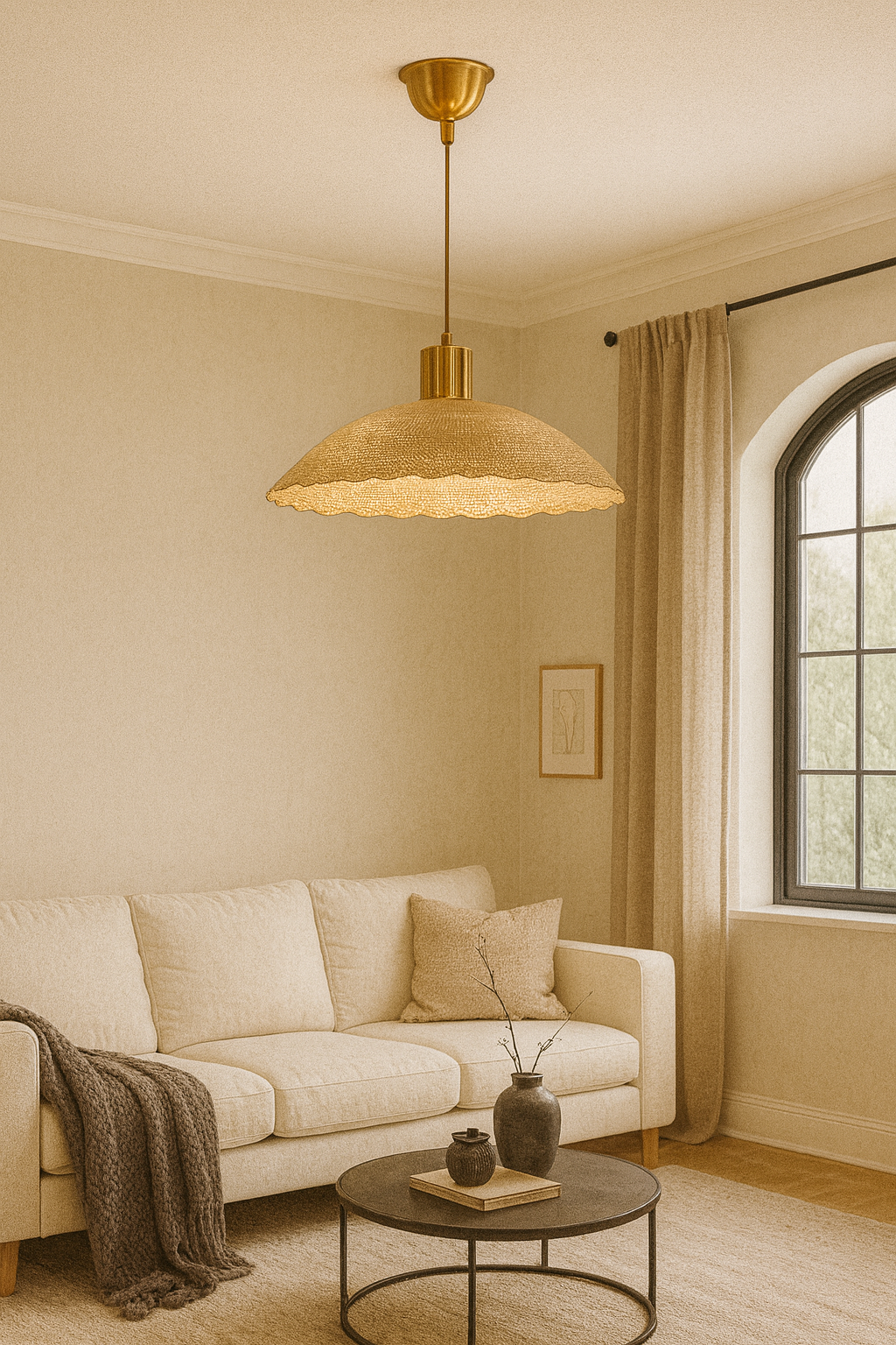 Besa Varak Camlı Modern Tekli Sarkıt Avize – Amber Işıltılı Sanatsal Tasarım Aydınlatma