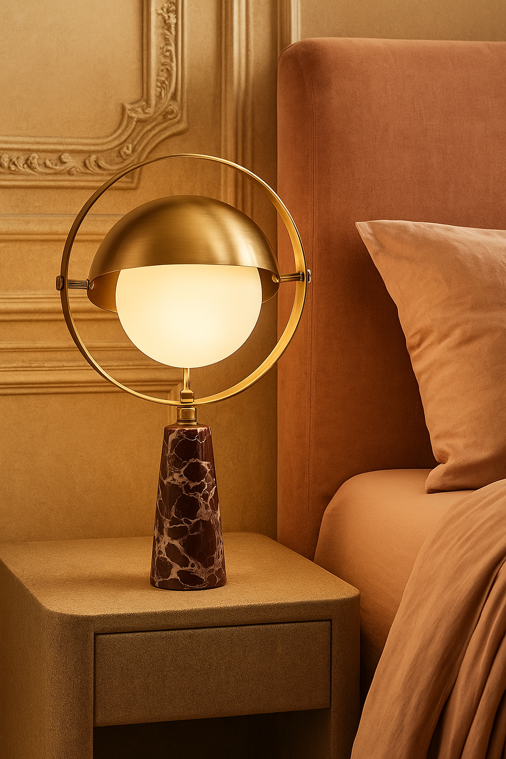 Besa Huni Mermer Kaideli Modern Masa Lambası – Lüks Tasarım Çalışma Masası Aydınlatması