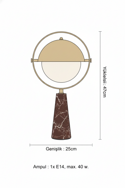 Besa Huni Mermer Kaideli Modern Masa Lambası – Lüks Tasarım Çalışma Masası Aydınlatması