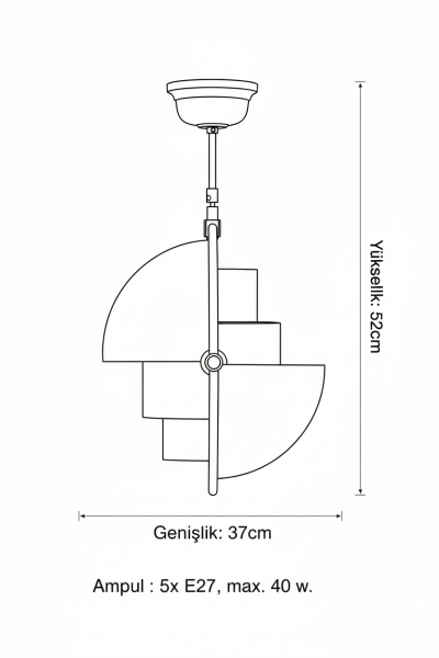 Besa Karpuz Dilimi Modern Tekli Sarkıt Avize – Şeffaf Nervürlü Camlı Tasarım Aydınlatma