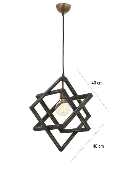 Ahşap İç İçe Kare Geometrik Sarkıt Avize (40x40 cm) – Loft