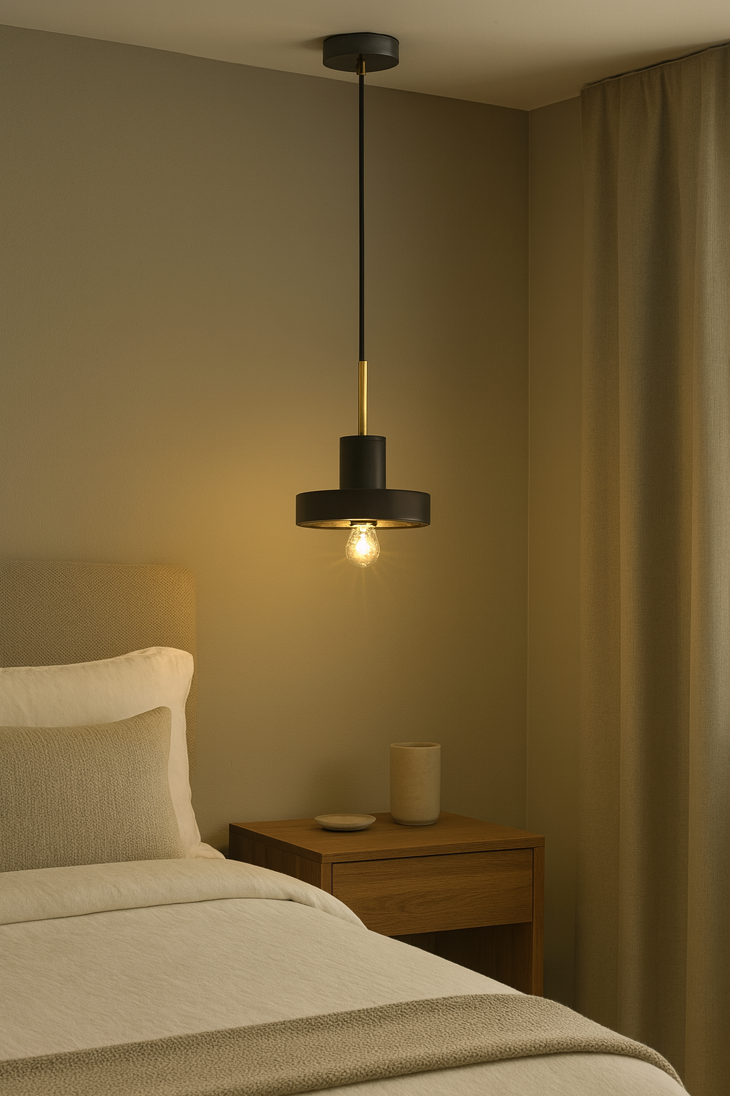 Besa 3292 Siyah Mermer ve Pirinç Detaylı Lüks Sarkıt – Modern Tasarım Tekli Avize