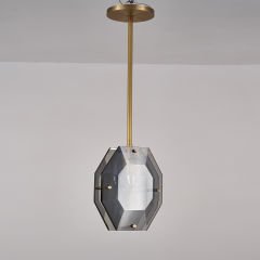 Kristal ve Pirinç Detaylı Uzun Tekli Sarkıt Avize (150 cm)