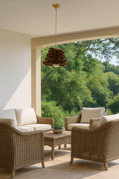 Doğal Ahşap Rustik Sarkıt Avize 37 cm – El Yapımı Ahşap Dekoratif Tavan Lambası