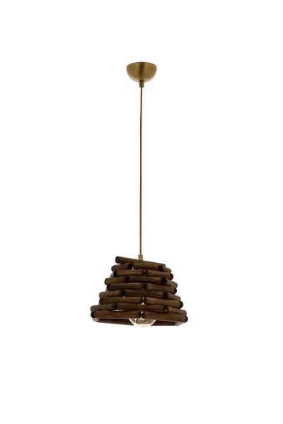 Doğal Ahşap Rustik Sarkıt Avize 37 cm – El Yapımı Ahşap Dekoratif Tavan Lambası